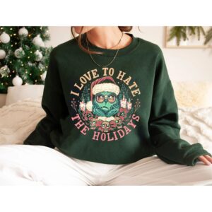 Cute Grinch Love To Hate Holiday Christmas Sweatshirt