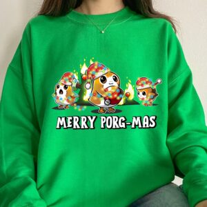 Cute Merry Porg-Mas Christmas Lights Sweatshirt