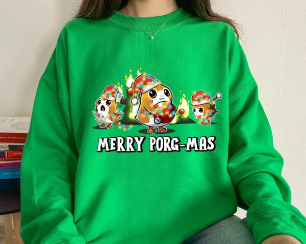 Cute Merry Porg-Mas Christmas Lights Sweatshirt