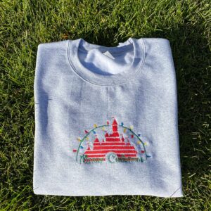 Disney Embroidered Sweatshirt Merry Christmas Castle