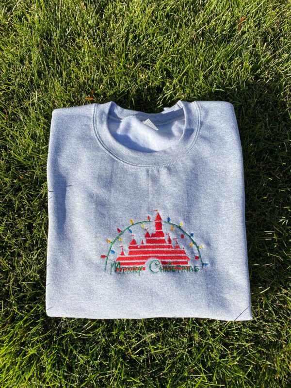 Disney Embroidered Sweatshirt Merry Christmas Castle