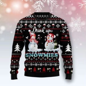 Drink Up Snowmies Ugly Christmas Sweater