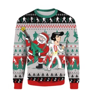 Elvis Presley With Santa Christmas 2024 Ugly Sweater