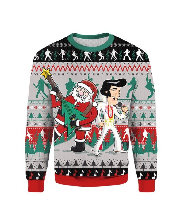 Elvis Presley With Santa Christmas 2024 Ugly Sweater