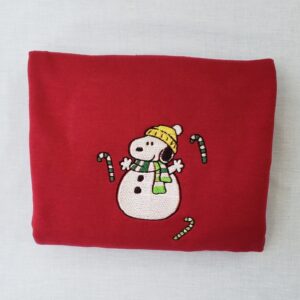 Embroidered Snoopy Snowman Sweatshirt