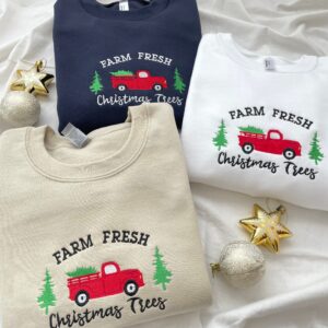 Farm Fresh Christmas Tree Embroidered Sweatshirt