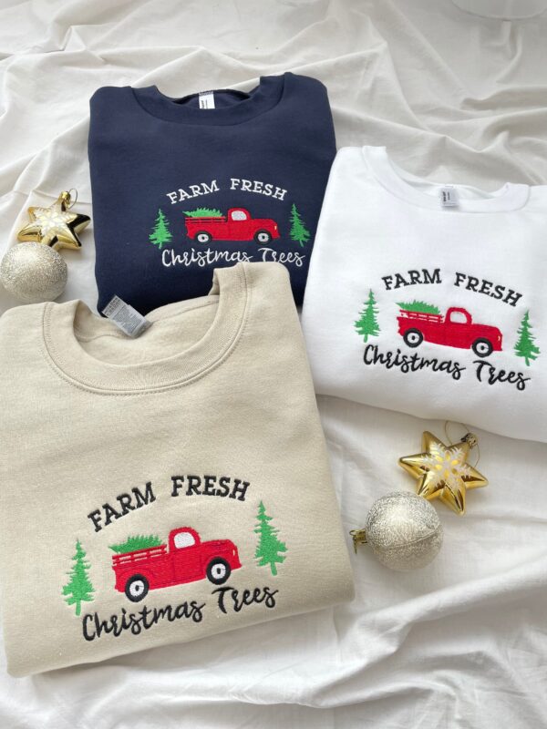 Farm Fresh Christmas Tree Embroidered Sweatshirt