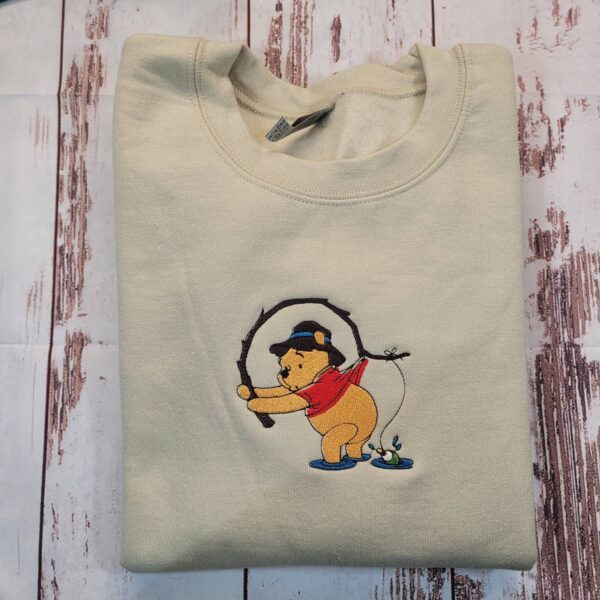 Fishing Winnie The Pooh Embroidered Sweatshirt