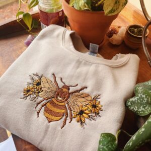 Floral Bumble Bee Embroidered Sweatshirt