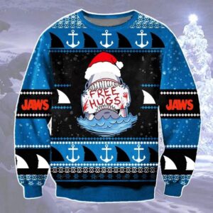 Free Hugs Shark Movie Ugly Christmas Sweatshirt