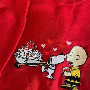 Full Of Love Letters Charlie Brown And Snoopy Embroidered Sweatshirt