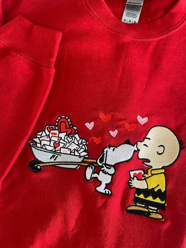 Full Of Love Letters Charlie Brown And Snoopy Embroidered Sweatshirt