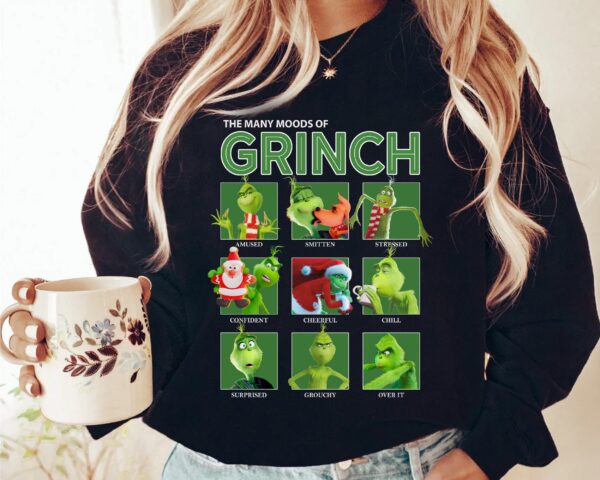 Funny Grinch Shirt The Many Moods Of Christmas