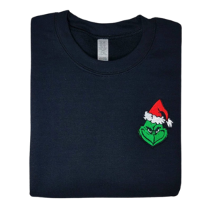 Grinch Face Embroidered Christmas Sweatshirt