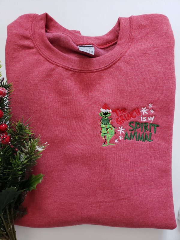 Grinch Embroidered Sweatshirt Spirit Animal Christmas Shirt