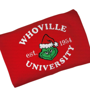 Grinch Embroidered Sweatshirt Whoville University Christmas Gift