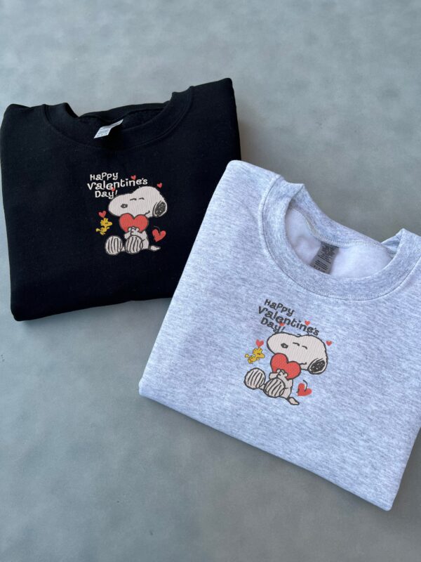 Happy Valentines Day Embroidered Snoopy Sweatshirt