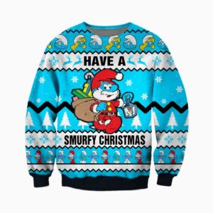 Have A Smurfs Christmas Ugly Sweater