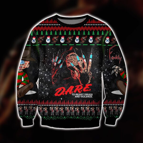 Horror Ugly Christmas Sweater D.A.R.E To Resist Drugs And Violence