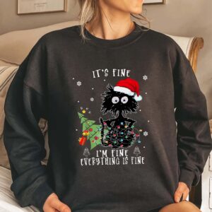 I’m Fine Everything Is Black Cats Christmas Sweatshirt