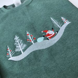 Vintage Embroidered Sweatshirt Inspired Santa Claus on the Road