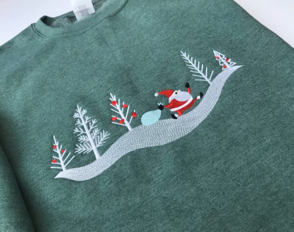 Vintage Embroidered Sweatshirt Inspired Santa Claus On The Road