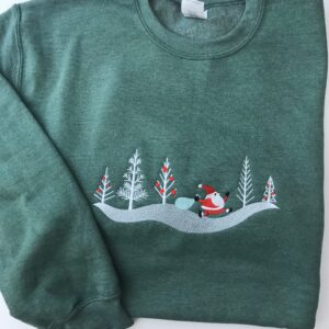 Vintage Embroidered Sweatshirt Inspired Santa Claus on the Road