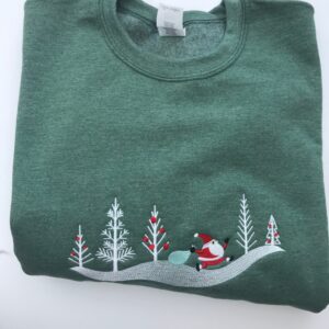 Vintage Embroidered Sweatshirt Inspired Santa Claus on the Road