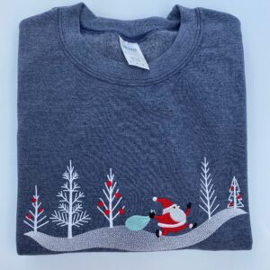 Vintage Embroidered Sweatshirt Inspired Santa Claus on the Road