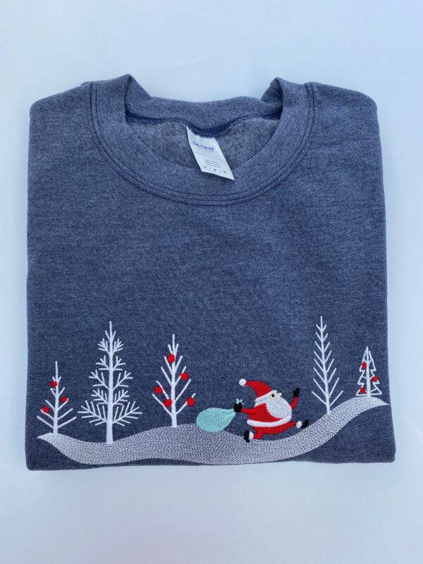 Vintage Embroidered Sweatshirt Inspired Santa Claus On The Road