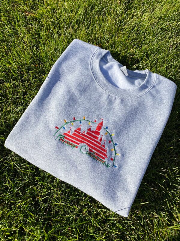 Disney Embroidered Sweatshirt Merry Christmas Castle