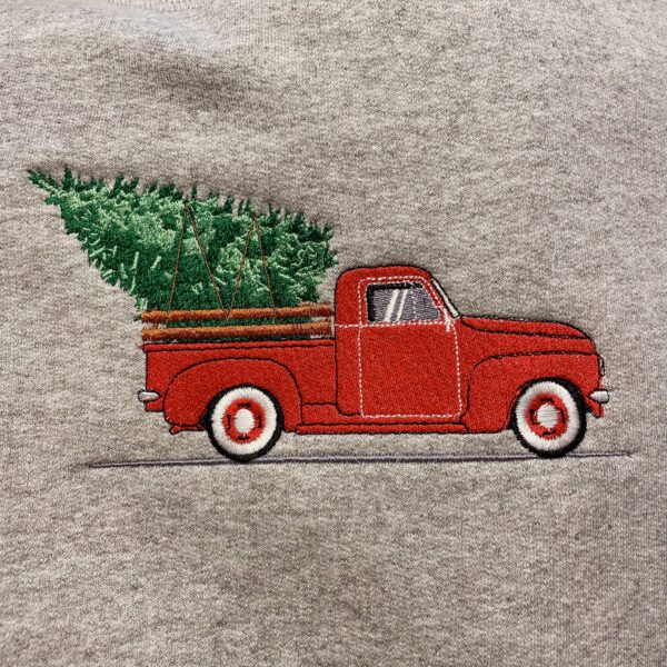 Vintage Christmas Truck Embroidered Sweatshirt