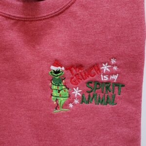 Grinch Embroidered Sweatshirt Spirit Animal Christmas Shirt