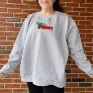 Vintage Christmas Truck Embroidered Sweatshirt