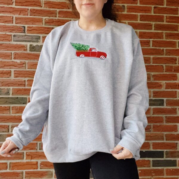 Vintage Christmas Truck Embroidered Sweatshirt