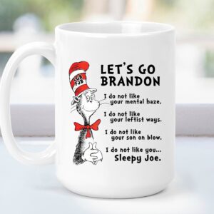 Lets Go Brandon Cat in the Hat Funny Red Hat Mug