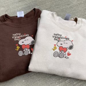 Happy Valentines Day Embroidered Snoopy Sweatshirt