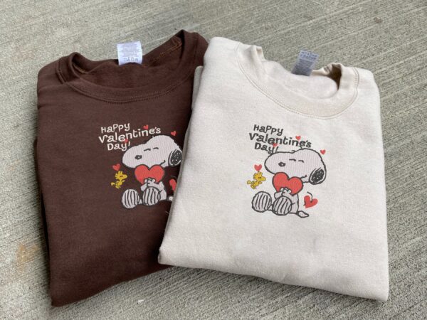 Happy Valentines Day Embroidered Snoopy Sweatshirt