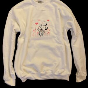 Valentines Day Snoopy Heart Embroidered Sweatshirt