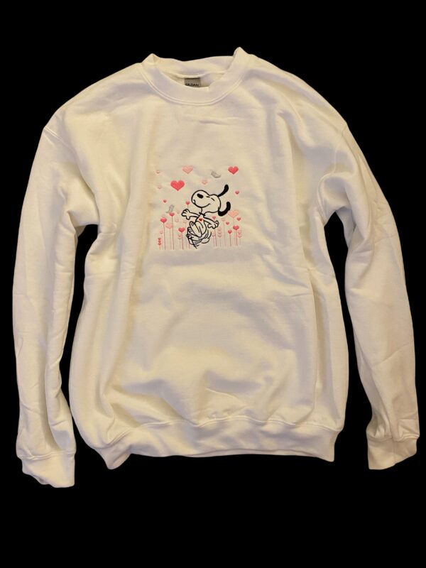 Valentines Day Snoopy Heart Embroidered Sweatshirt