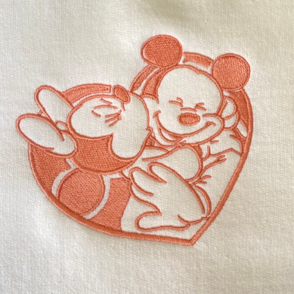 Love Heart Minnie & Mickey Embroidered Sweatshirt