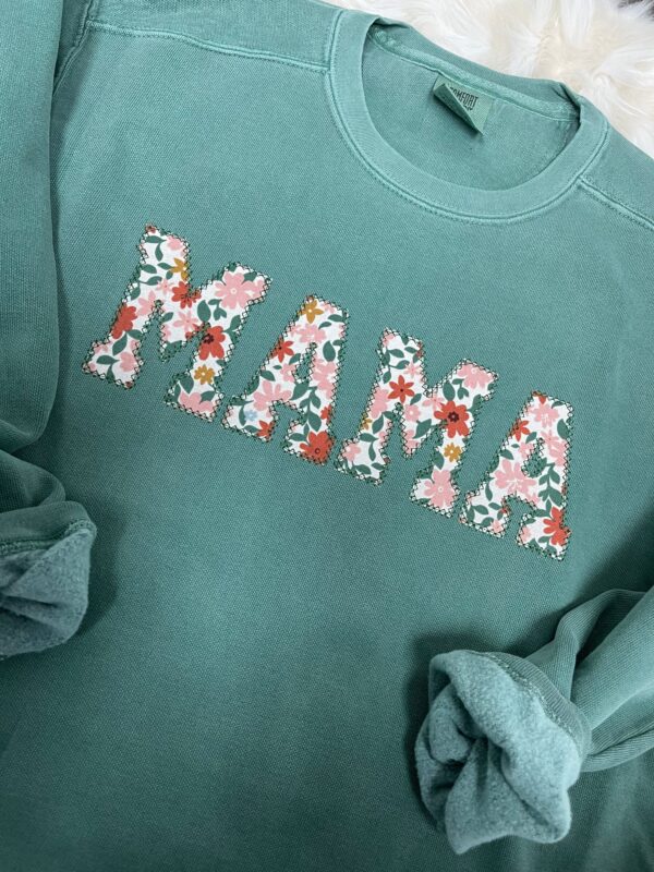 Mama Embroidered Sweatshirt Fall Floral Applique