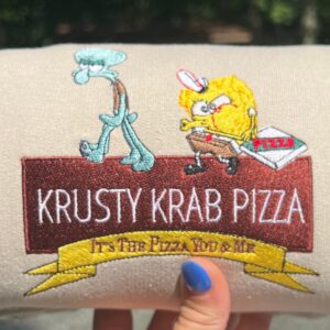 Vintage Embroidered Sweatshirt Krusty Krab Pizza Gift For Patrick Star Lover