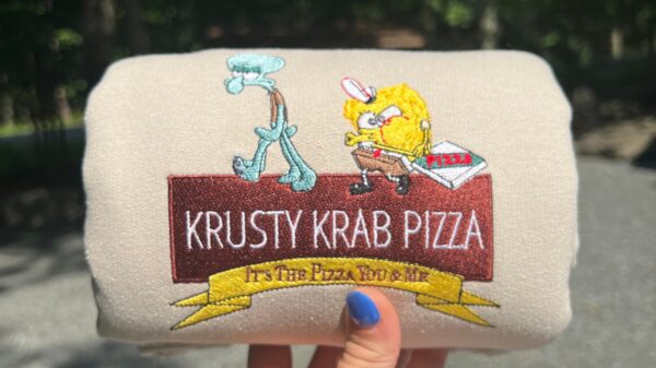 Vintage Embroidered Sweatshirt Krusty Krab Pizza Gift For Patrick Star Lover