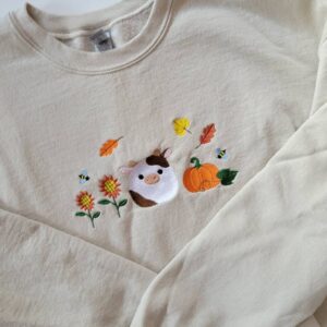 Vintage Embroidered Sweatshirt Inspired Halloween Squishmallow Cow