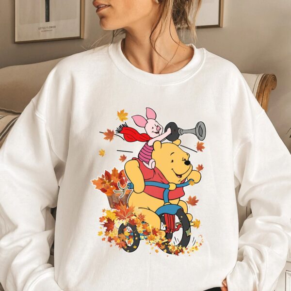 Winnie The Pooh With Fall Maple Leaves Shirt