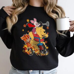 Winnie The Pooh With Fall Maple Leaves Shirt