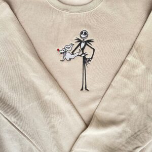 Vintage Embroidered Sweatshirt Halloween Skeleton And Dog