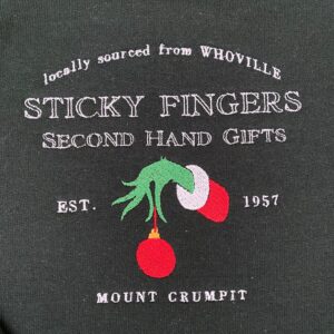 Grinch Embroidered Sweatshirt Sticky Fingers Grinch Christmas Gifts