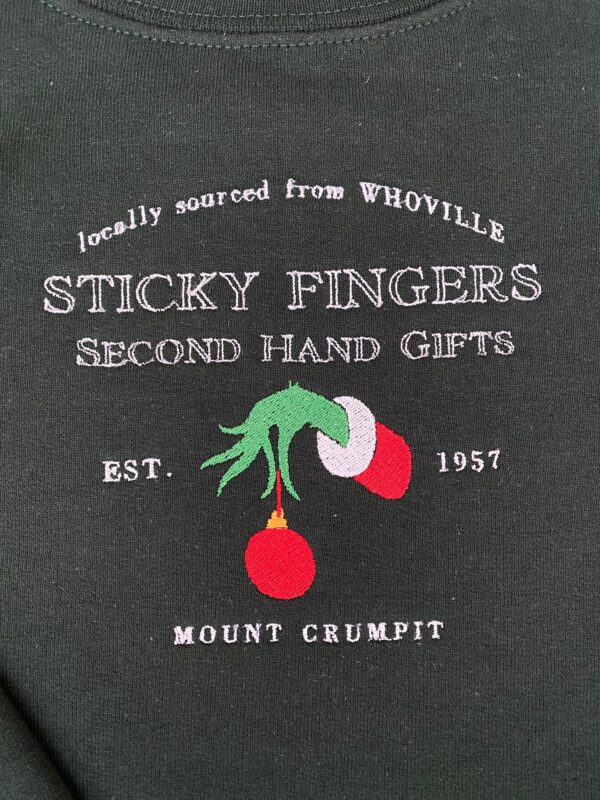 Grinch Embroidered Sweatshirt Sticky Fingers Christmas Gifts